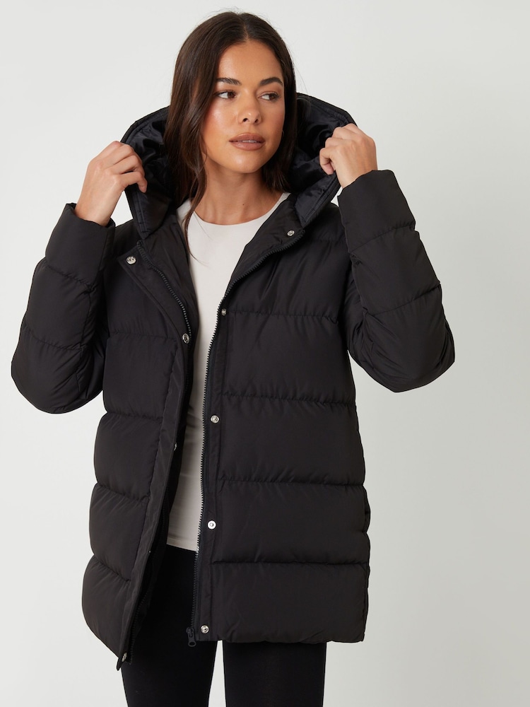 Threadbare Black Curve Puffer Jacket - Image 2 of 5 Threadbare Black Curve Puffer Jacket - Image 2 of 5