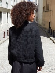 Threadbare Black Bouclé Bomber Jacket - Image 4 of 4