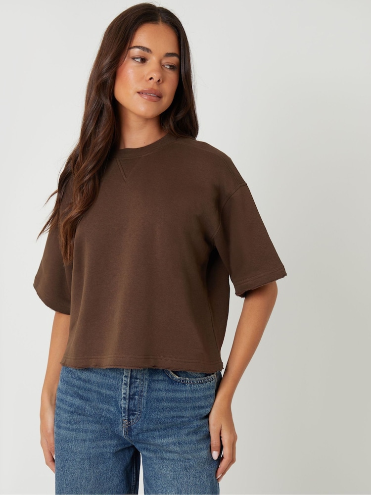 Threadbare Brown Boxy Short Sleeve Sweatshirts 2 Pack - Image 5 of 5