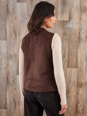 Threadbare Faux Suede Borg Lined Gilet - Bild 2 von 4