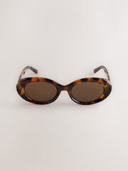 Tortoiseshell Brown Oval Sunglasses - Image 2 of 3
