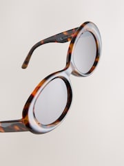 Tortoiseshell Brown Oval Sunglasses - Image 3 of 3