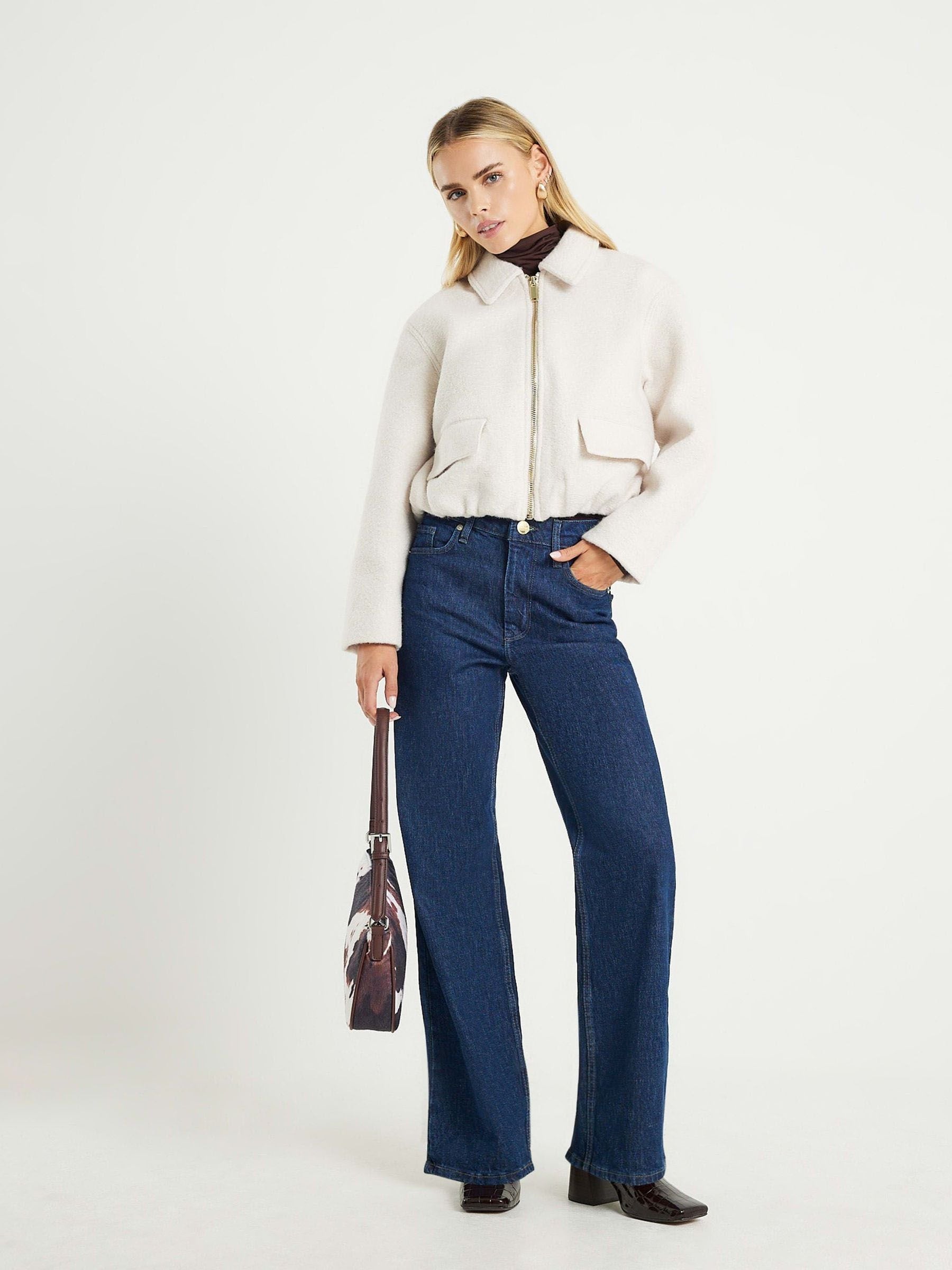 Buy River Island Cream Petite Zip Front Jacket from Next Romania