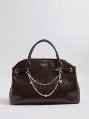 River Island Brown Curve Top Charm Tote Bag - Image 1 of 5
