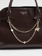 River Island Brown Curve Top Charm Tote Bag - Image 5 of 5