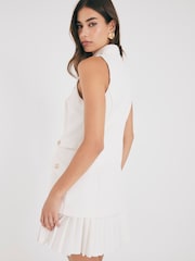 River Island Cream Pleated Halter Neck Hyrbid Mini Dress - Image 3 of 4