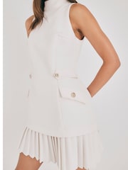 River Island Cream Pleated Halter Neck Hyrbid Mini Dress - Image 4 of 4