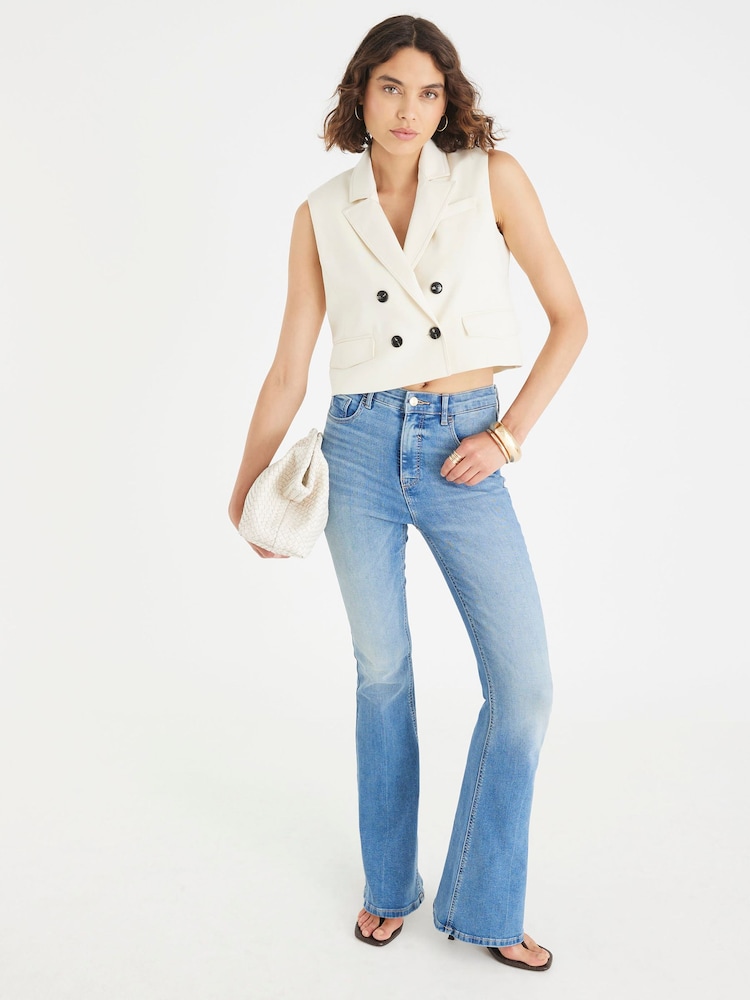 River Island Blue High Rise Sculpt Flare Jeans - Image 2 of 4