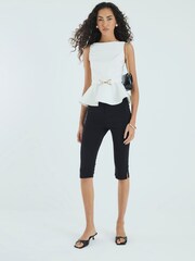 River Island Belted Scuba Seamed Peplum Top - Imagem 2 de 4