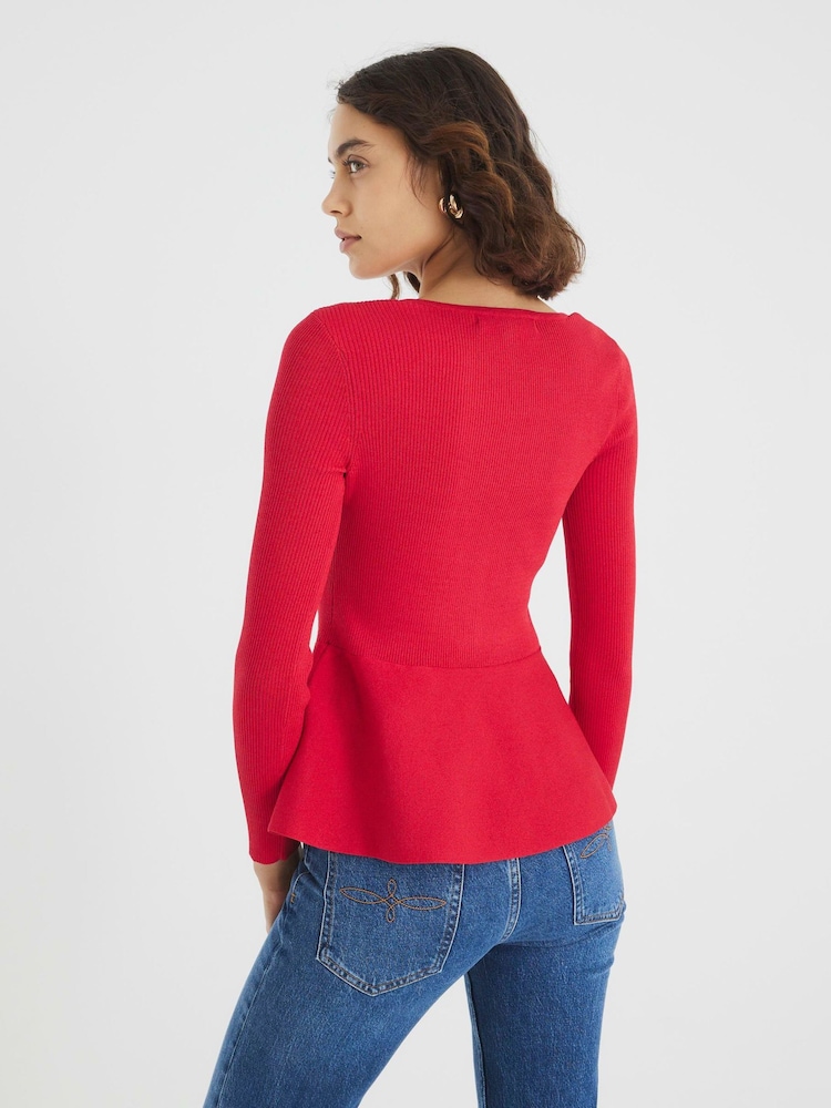 River Island Red Peplum Brunch Blouse - Image 2 of 6