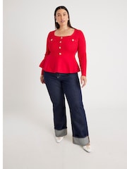 River Island Red Peplum Brunch Blouse - Image 4 of 6