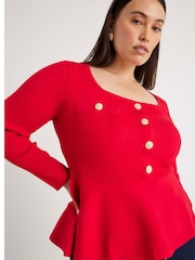 River Island Red Peplum Brunch Blouse - Image 5 of 6
