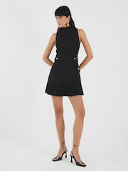 River Island Black Pleated Halter Neck Hybrid Mini Dress - Image 3 of 4