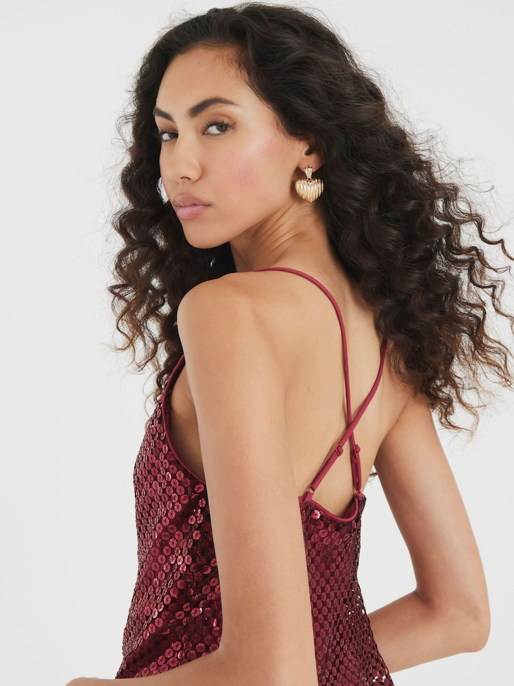 river island red sequin dress River Island Pink/Red Sequin Dress