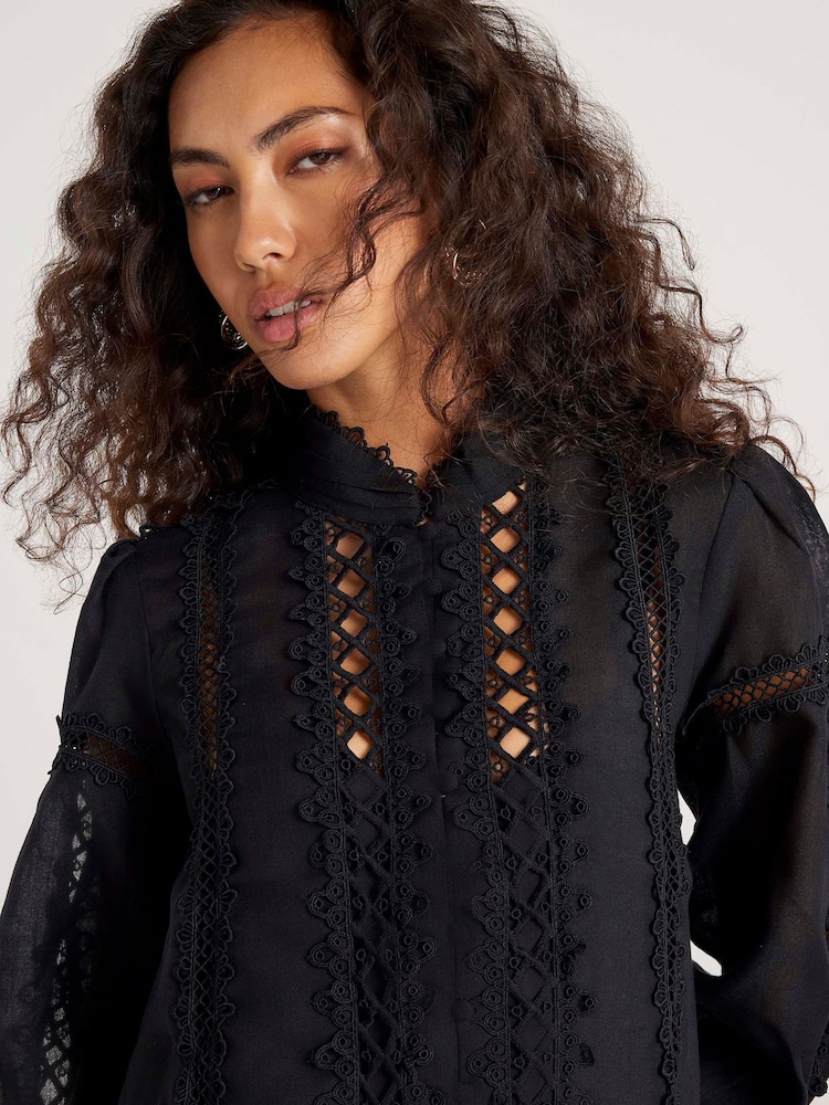 River Island Black Lace Cut Out Mini Dress - Image 4 of 4