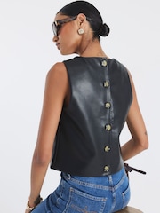 River Island Black Faux Leather Shell Top - Image 2 of 4
