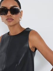 River Island Black Faux Leather Shell Top - Image 4 of 4