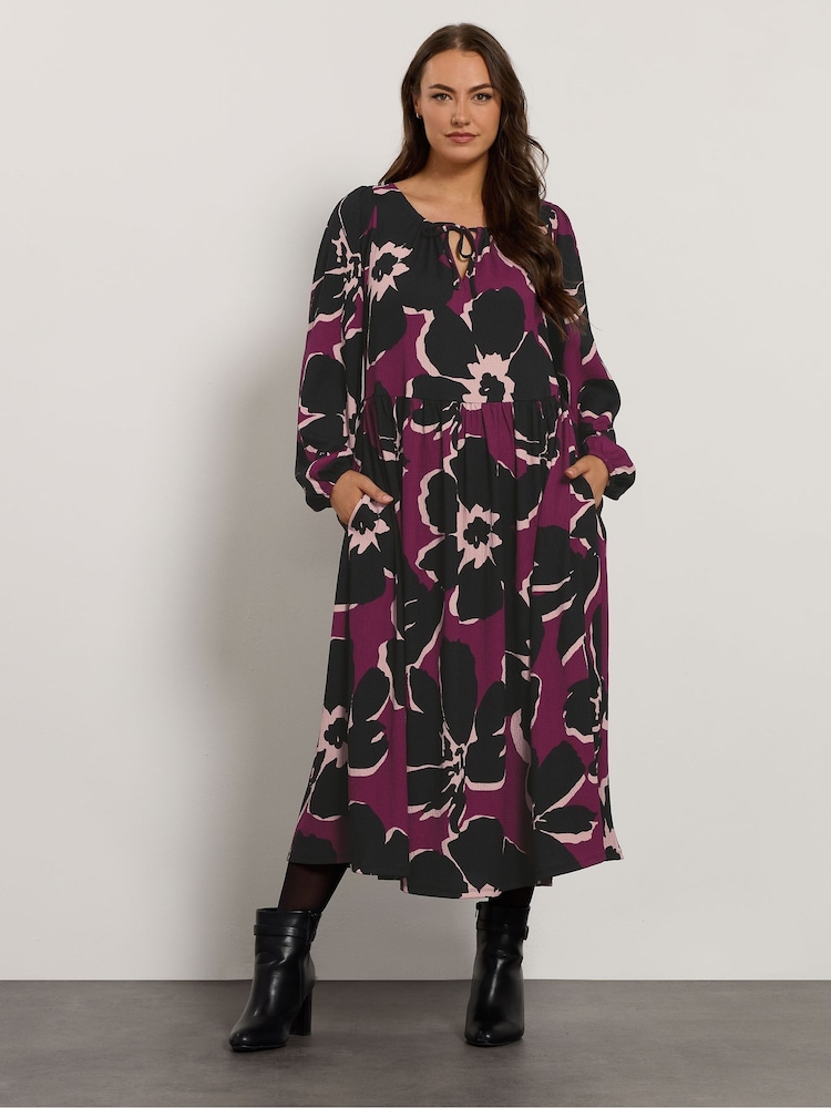 Evans Large Purple Floral Boho Dress - Image 1 of 5