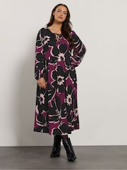 Evans Large Purple Floral Boho Dress - Image 2 of 5