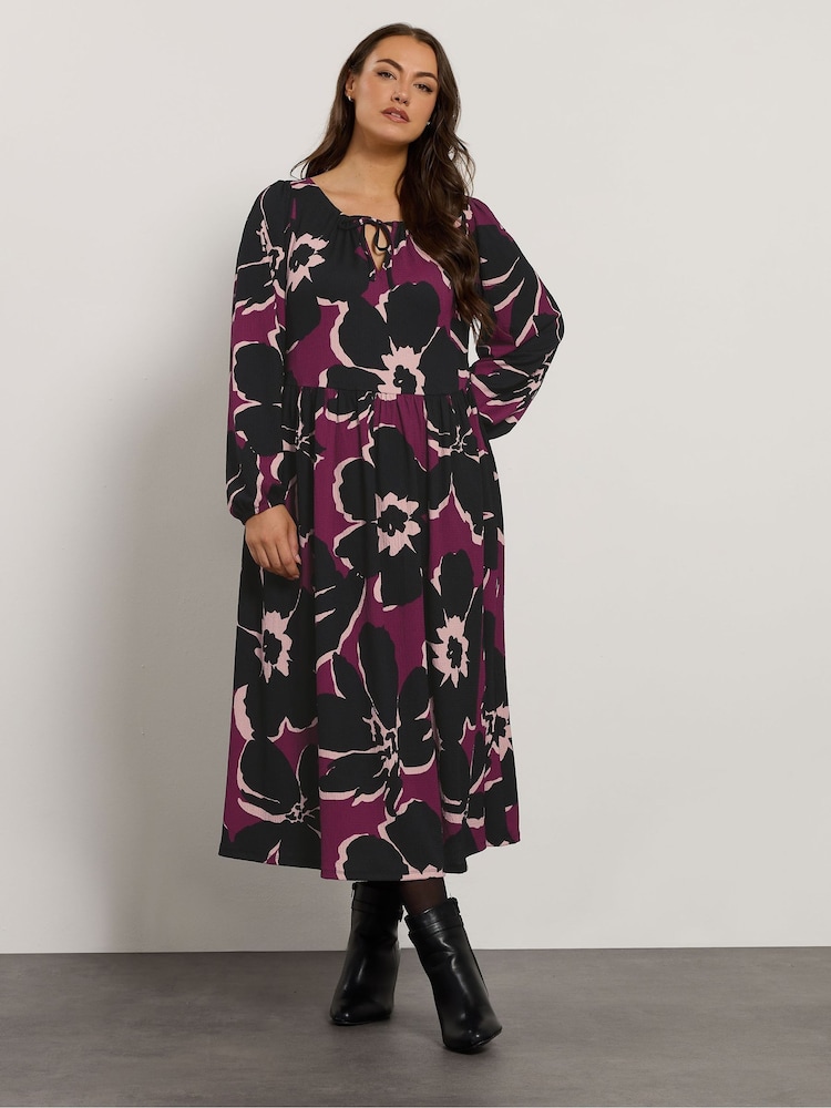 Evans Large Purple Floral Boho Dress - Image 2 of 5