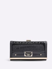 River Island Black Patent Monogram Panelled Purse - Image 1 of 5