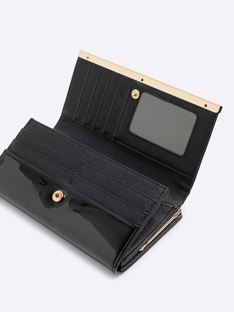 River Island Black Patent Monogram Panelled Purse - Image 5 of 5