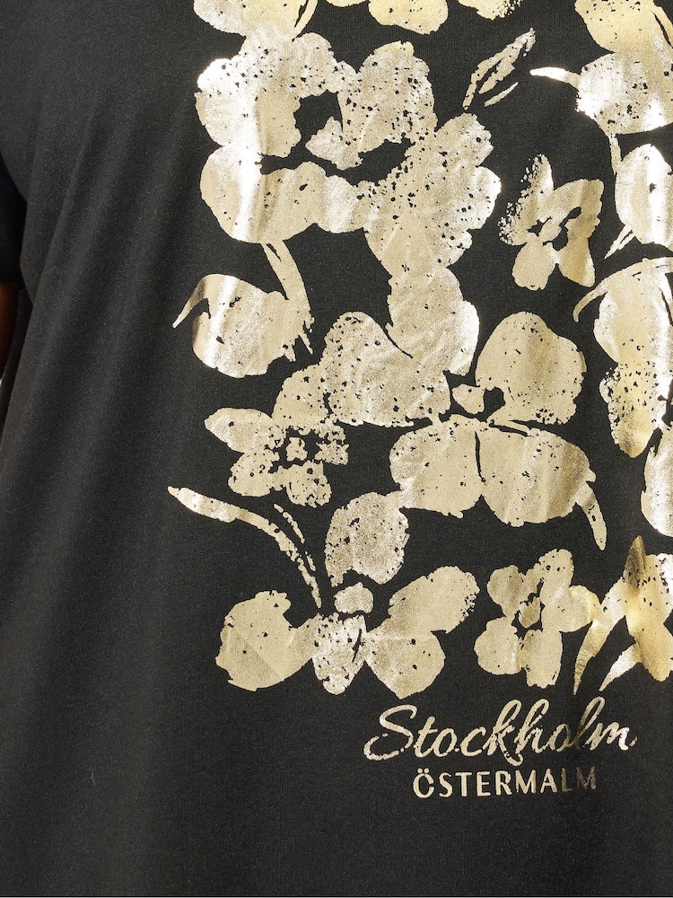 Evans Floral Foil Black T-Shirt - Image 5 of 5