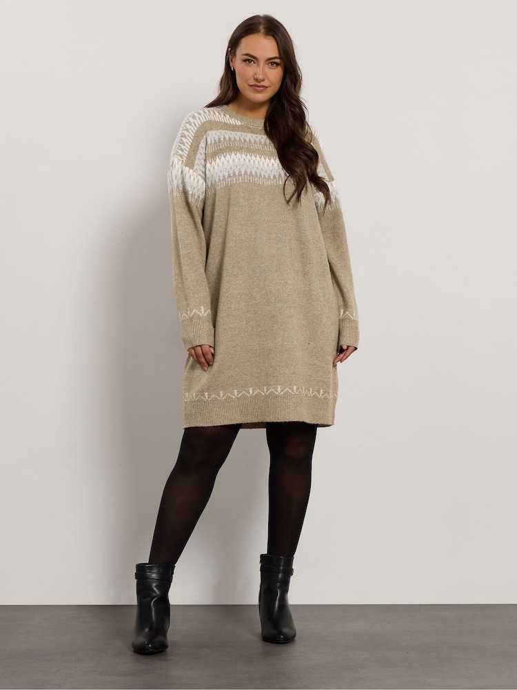 Evans Fairisle Pattern Jumper Dress - Image 1 of 5