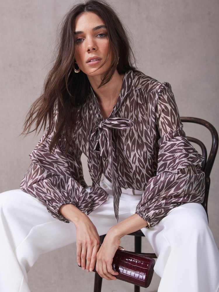 Mint Velvet Red Burgundy Leaf Print Blouse - Image 1 of 8