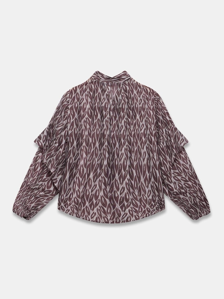 Mint Velvet Red Burgundy Leaf Print Blouse - Image 8 of 8