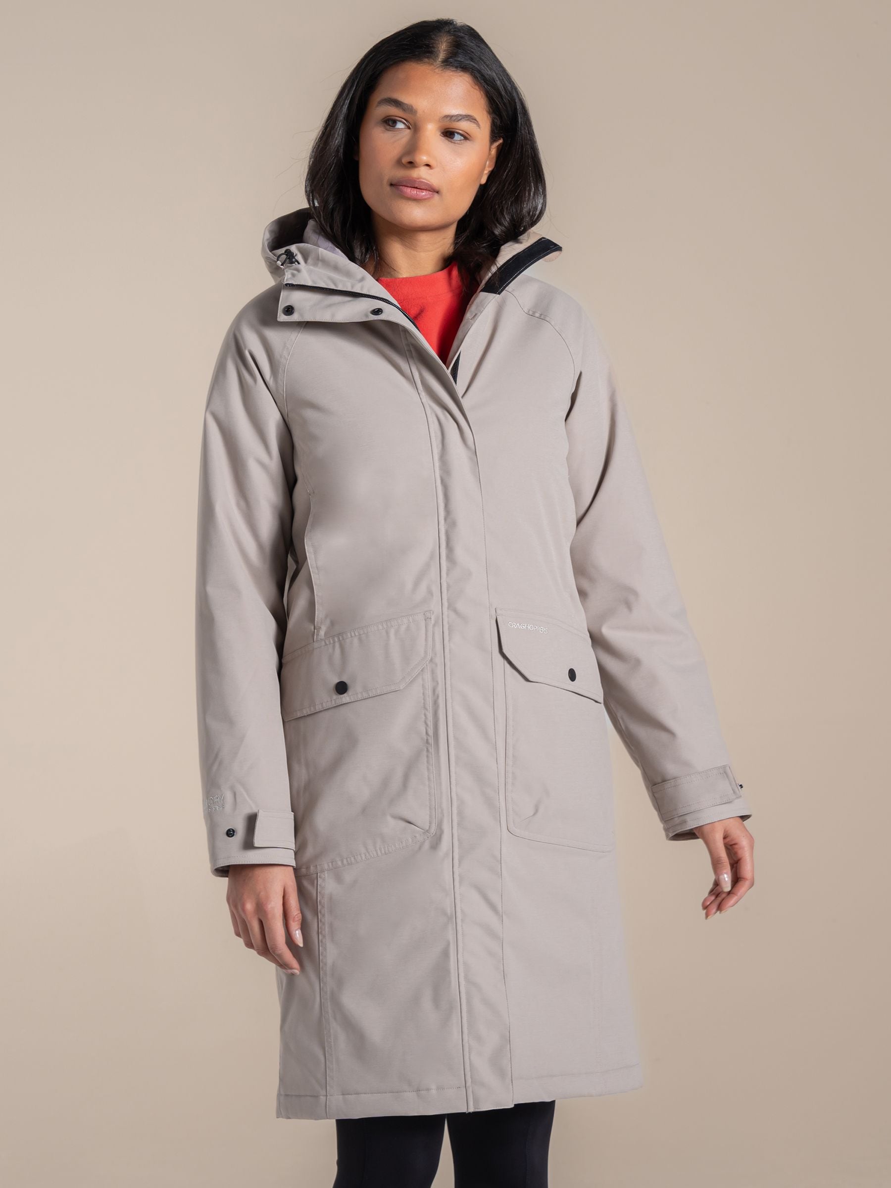 Craghoppers Women's Light Beige Rosalind Longline Hooded Waterproof Breathable Padded Jacket In Size 20 - Image 3