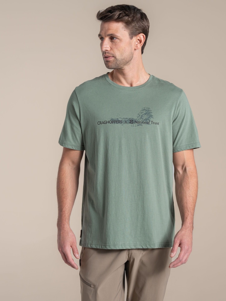 Craghoppers Green National Trust Sabden Short Sleeve T-Shirt - Image 1 of 4 Craghoppers Green National Trust Sabden Short Sleeve T-Shirt - Image 1 of 4