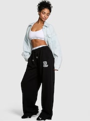 Victoria's Secret PINK Black Logo Print Fleece Joggers - Image 1 of 2