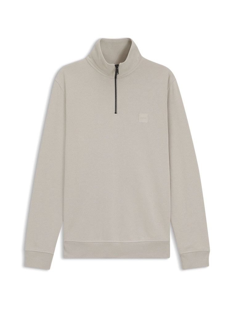 BOSS Grey Zetrust Logo Quarter Zip Sweatshirt - Image 4 of 4