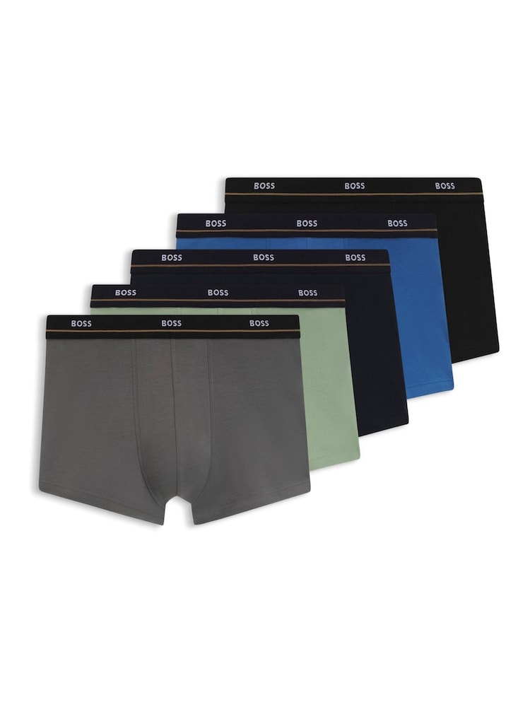 BOSS Black Ground Essential Logo Boxers Trunks 5 Pack - Image 1 of 1 BOSS Black Ground Essential Logo Boxers Trunks 5 Pack - Image 1 of 1