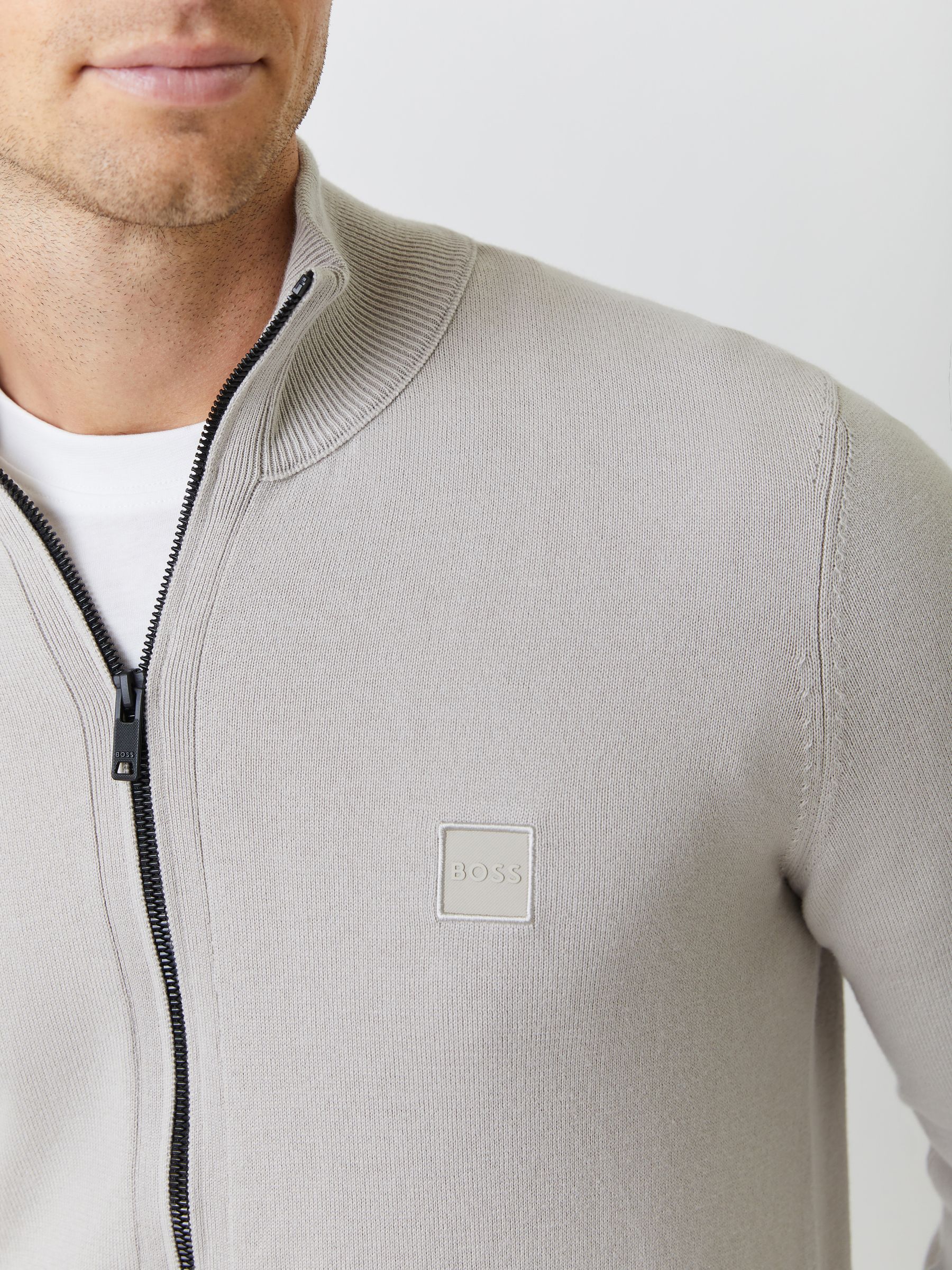 Buy BOSS Grey Kanozip Zip Through Knitted Jumper from Next USA