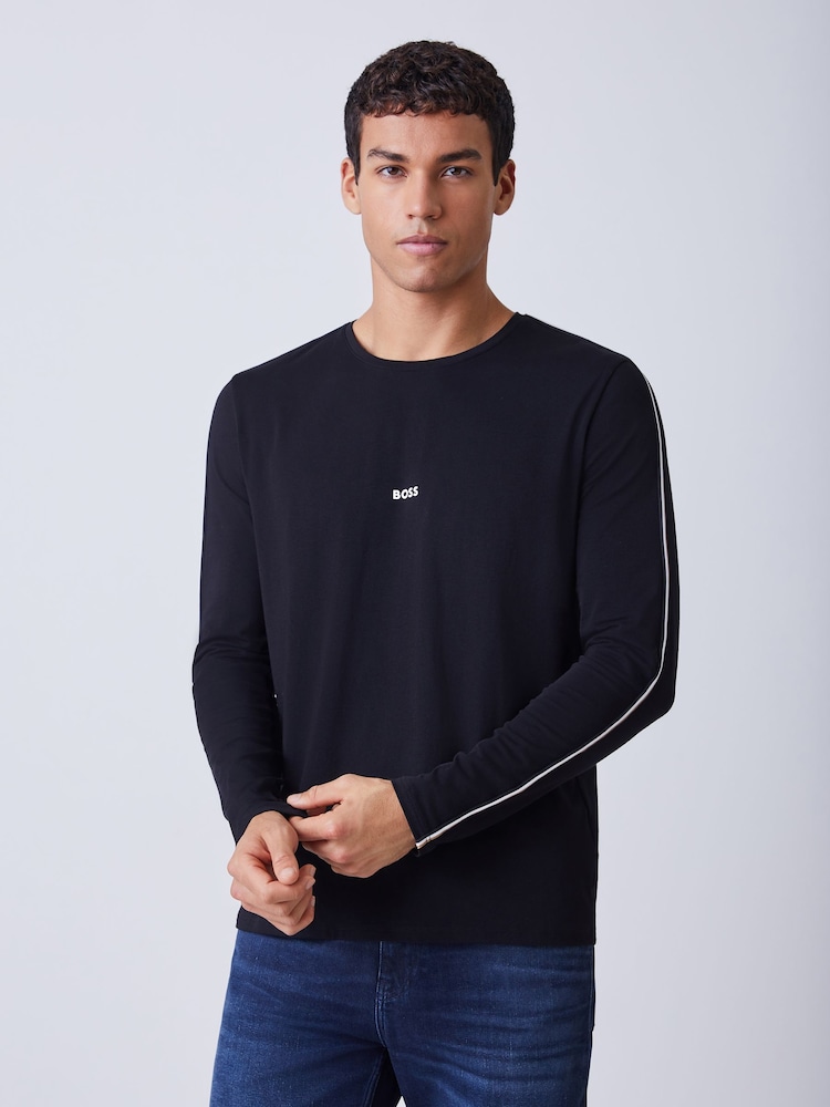 BOSS Black Unique Logo Long Sleeve T-Shirt - Image 1 of 4 BOSS Black Unique Logo Long Sleeve T-Shirt - Image 1 of 4