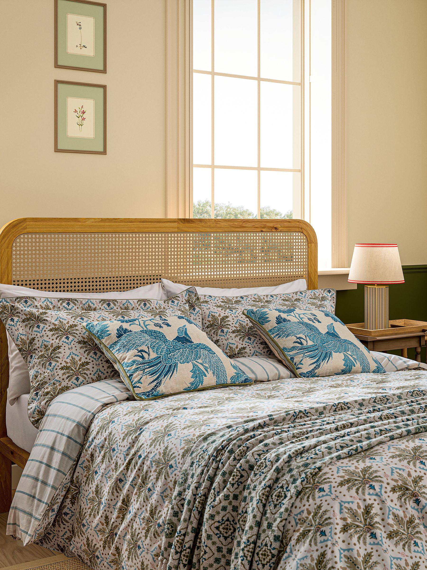 Joules Cream Multi Palm Geo Duvet Cover And Pillowcase Set Size 1