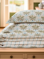 Joules Cream Multi Palm Geo Duvet Cover and Pillowcase Set - Image 4 of 5
