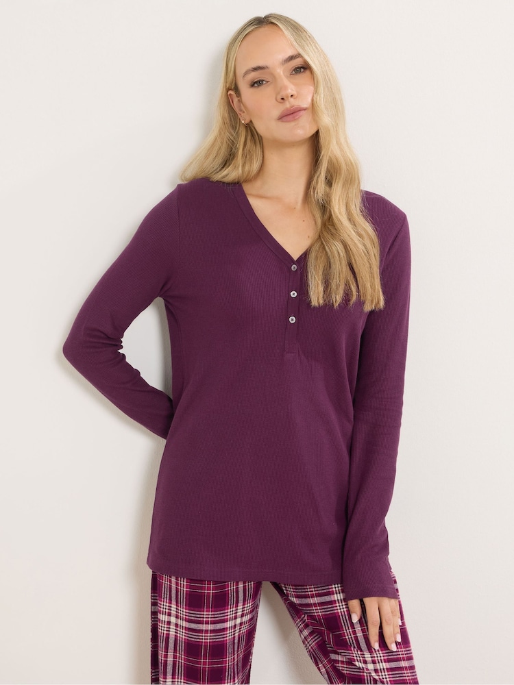 Long Tall Sally Red Long Sleeve Waffle Pyjamas Top - Image 1 of 6