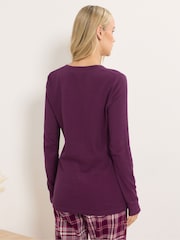 Long Tall Sally Red Long Sleeve Waffle Pyjamas Top - Image 2 of 6