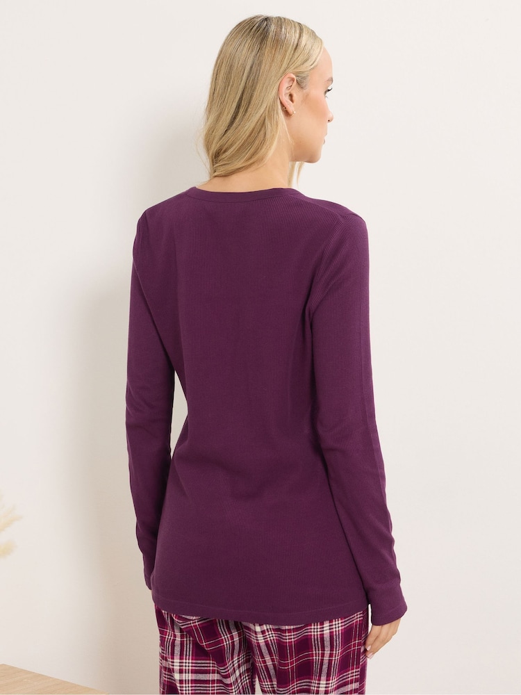 Long Tall Sally Red Long Sleeve Waffle Pyjamas Top - Image 2 of 6