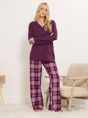 Long Tall Sally Red Long Sleeve Waffle Pyjamas Top - Image 3 of 6