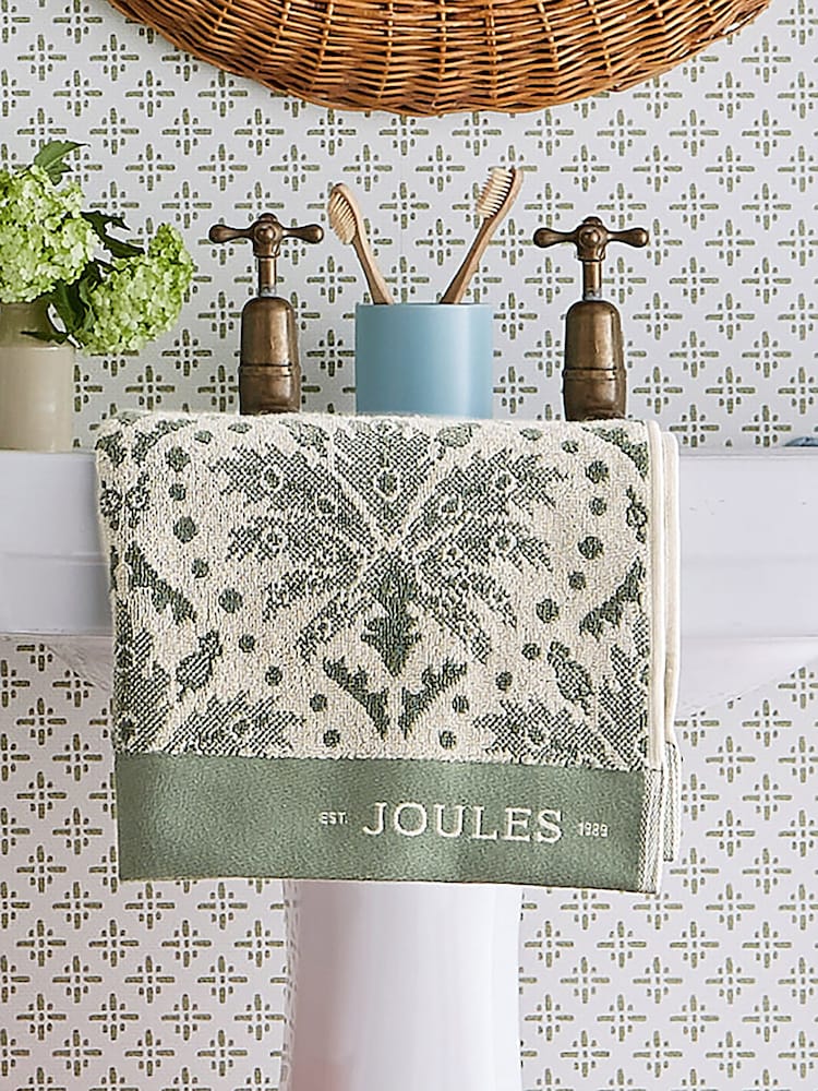 Joules Green Palm Geo Towel - Image 2 of 3