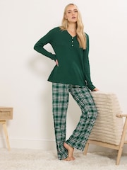 Long Tall Sally Green Long Sleeve Waffle Pyjamas Top - Image 2 of 5