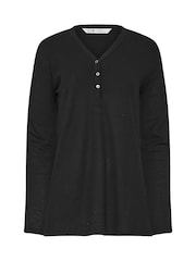 Long Tall Sally Black Long Sleeve Waffle Pyjamas Top - Image 5 of 5