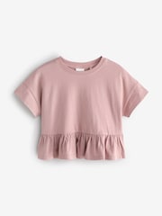Pink Peplum Frill Short Sleeve Top - Image 1 of 1