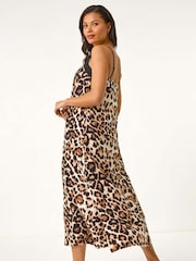 Roman Brown Animal Print Strappy Maxi Dress - Image 2 of 5