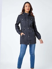 Roman Black Shower Resistant Longline Jacket - Image 1 of 5