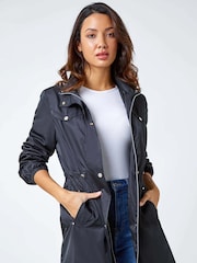 Roman Black Shower Resistant Longline Jacket - Image 2 of 5